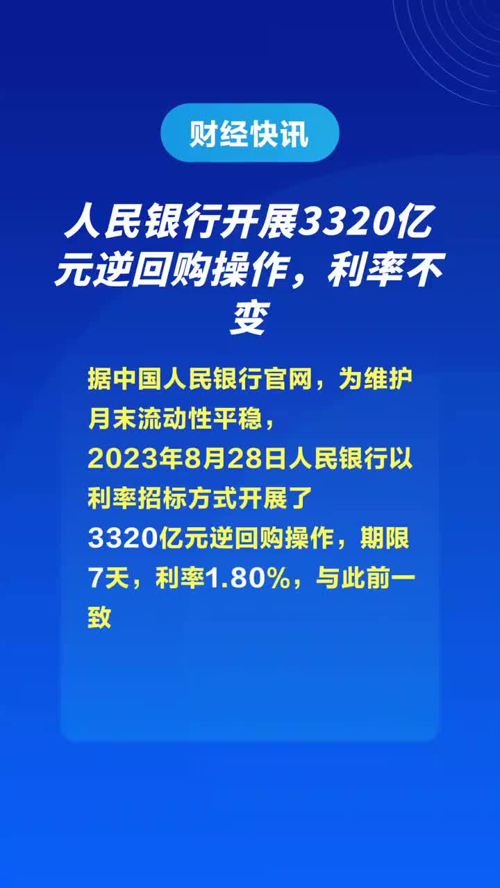 人民银行开展1820亿元逆回购，利率1.5%